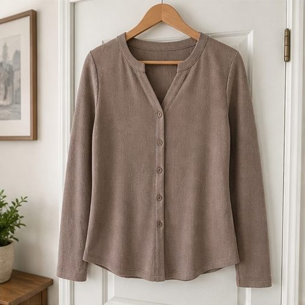 Taupe Tie Neck Blouse